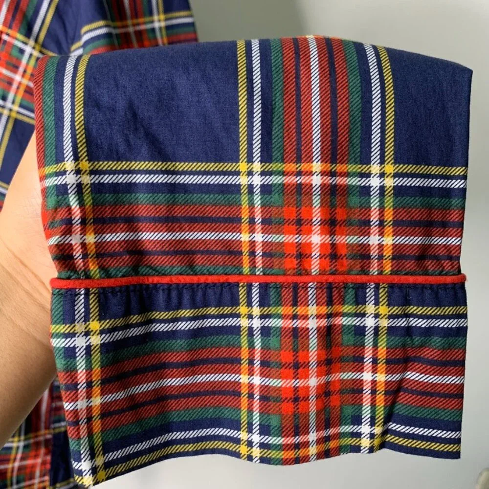 J. Crew Men’s 100% Cotton Red Blue Holiday Plaid Pajama Set Size Medium